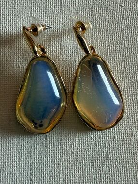 NEW Nordstrom Gold-Tone Iridescent Blue/Silver Drop Earrings - Women Jewelry